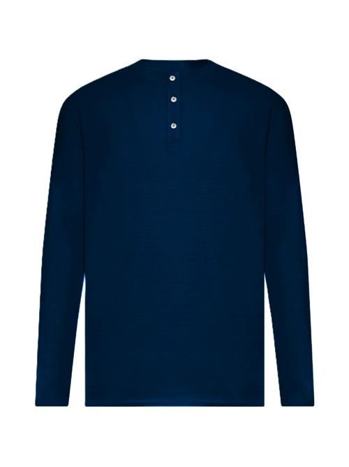 Roberto CollinaT-shirt a maniche lunghe con bottoni navy Roberto Collina | 261MYA7004310 NAVY